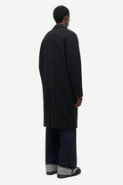 Black Safalco Coat Mens Heavyweight Winter Overcoat Samsoe Samsoe 