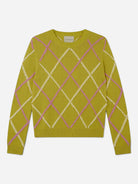 Green Oasis Argyle Outline Crew Womens Sweater Pullover Jumper1234