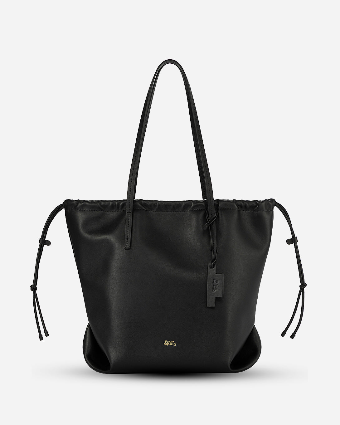 Black / OS Large Pull Tote Lined Drawstring Tote bag