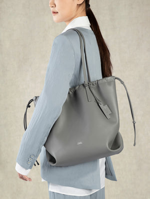Flint Grey / OS Large Pull Tote Lined Drawstring Tote bag