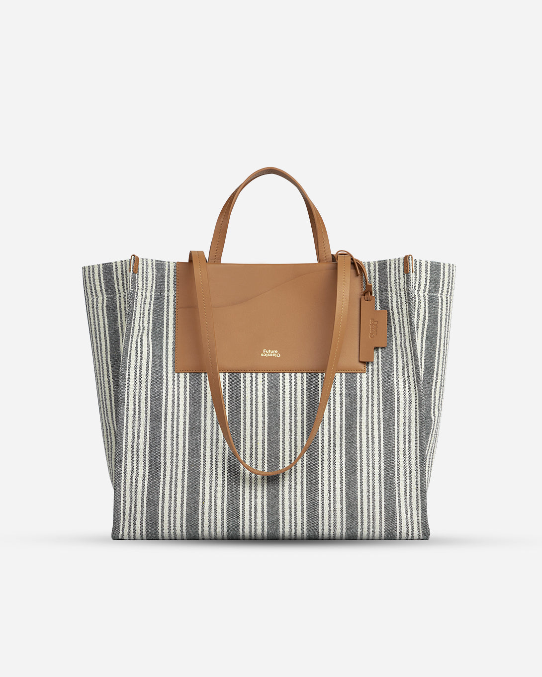 Caramel X Canvas Stripes Large Spread Tote Womens Shoulder and Hand Contrast Bag