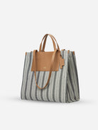 Caramel X Canvas Stripes Large Spread Tote Womens Shoulder and Hand Contrast Bag