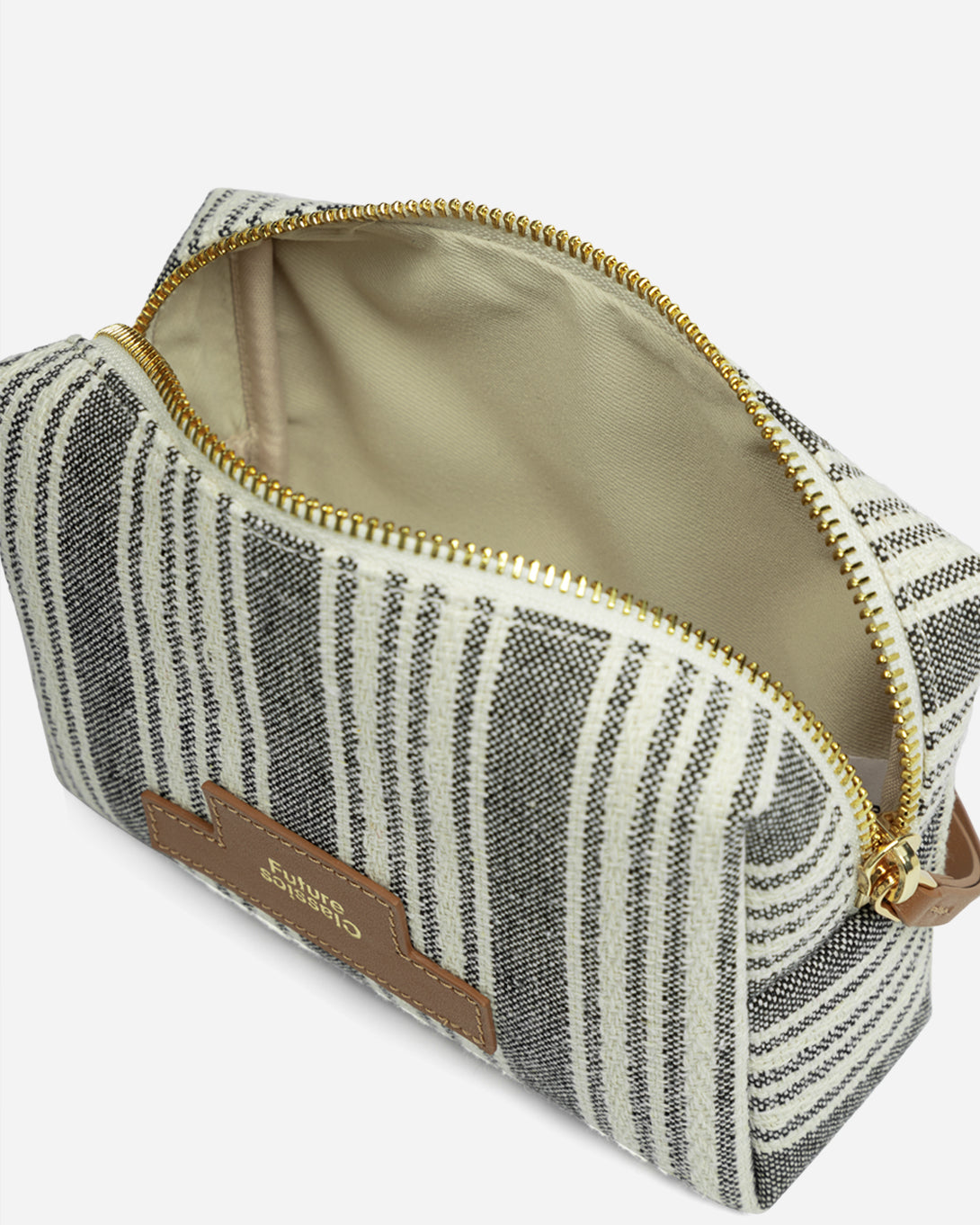 Caramel X Canvas Stripes Cosmetic Pouch Womens Essentials Holder Small Compact