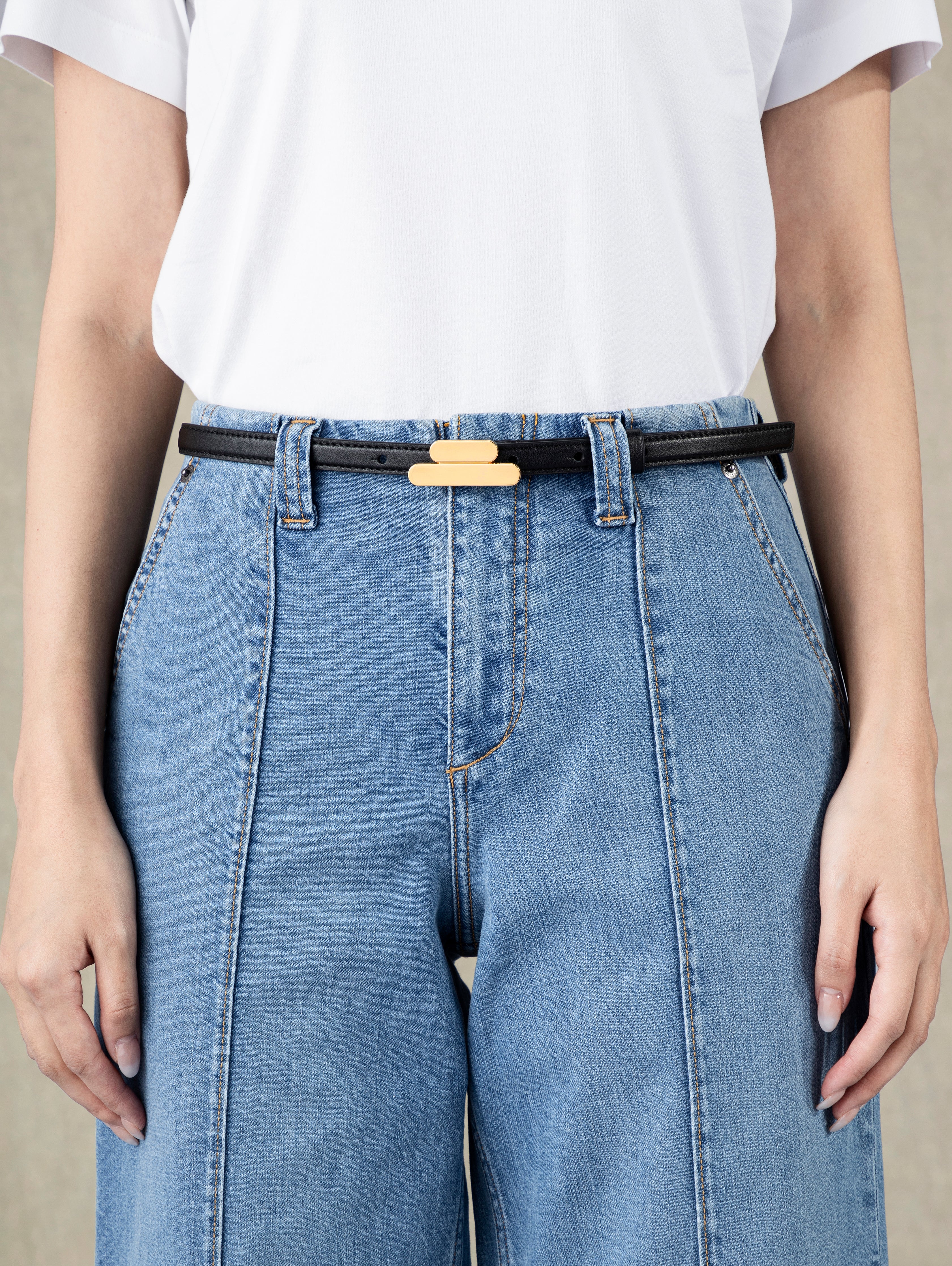 Black Bespoke Buckle Belt Womens Pant Belt