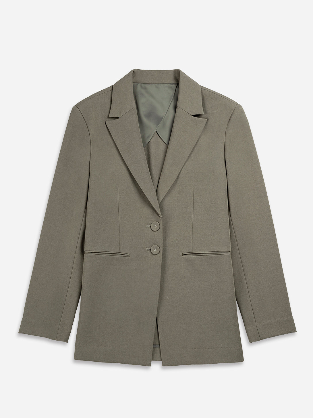 Khaki Classic Blazer Double Pocket Two Button Blazer