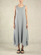 Light Blue Drape Dress Womens Summer Long Dress