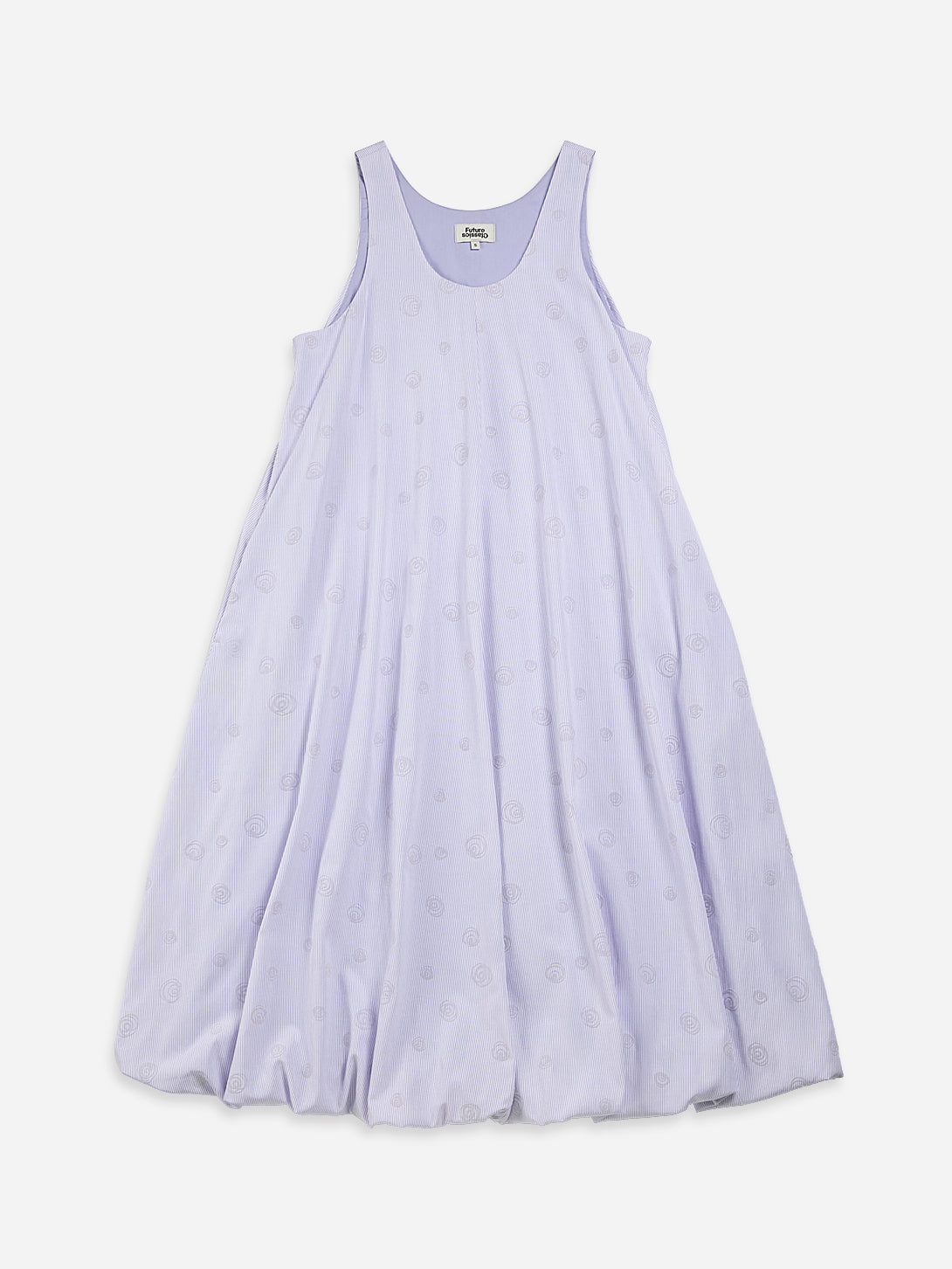 Pastel Lilac Stripe Flocking Bubbles Balloon Dress Womens Future Classics Summer Long Dress