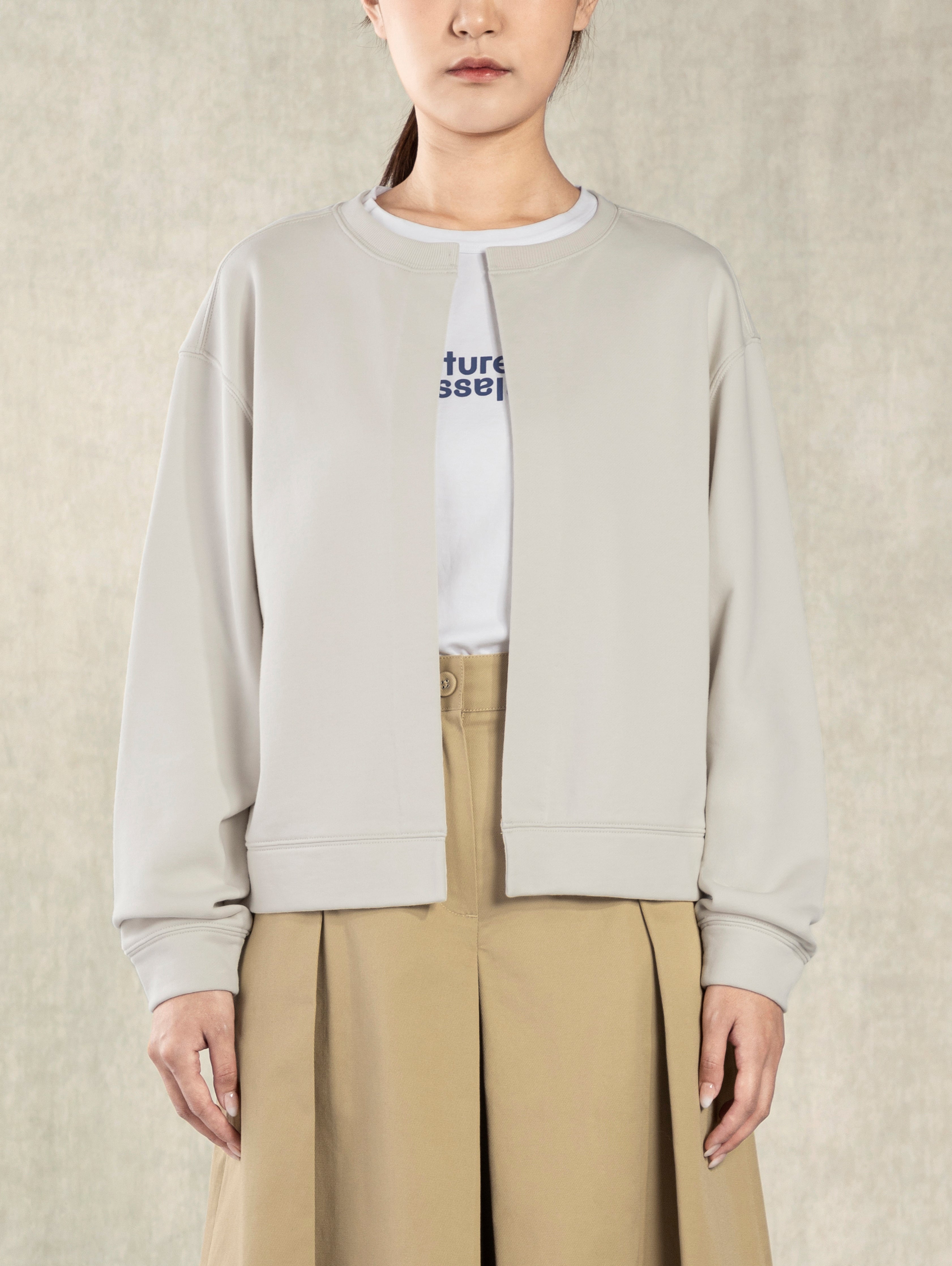 Stone Grey Split Cardigan Womens Casual Open Cardigan