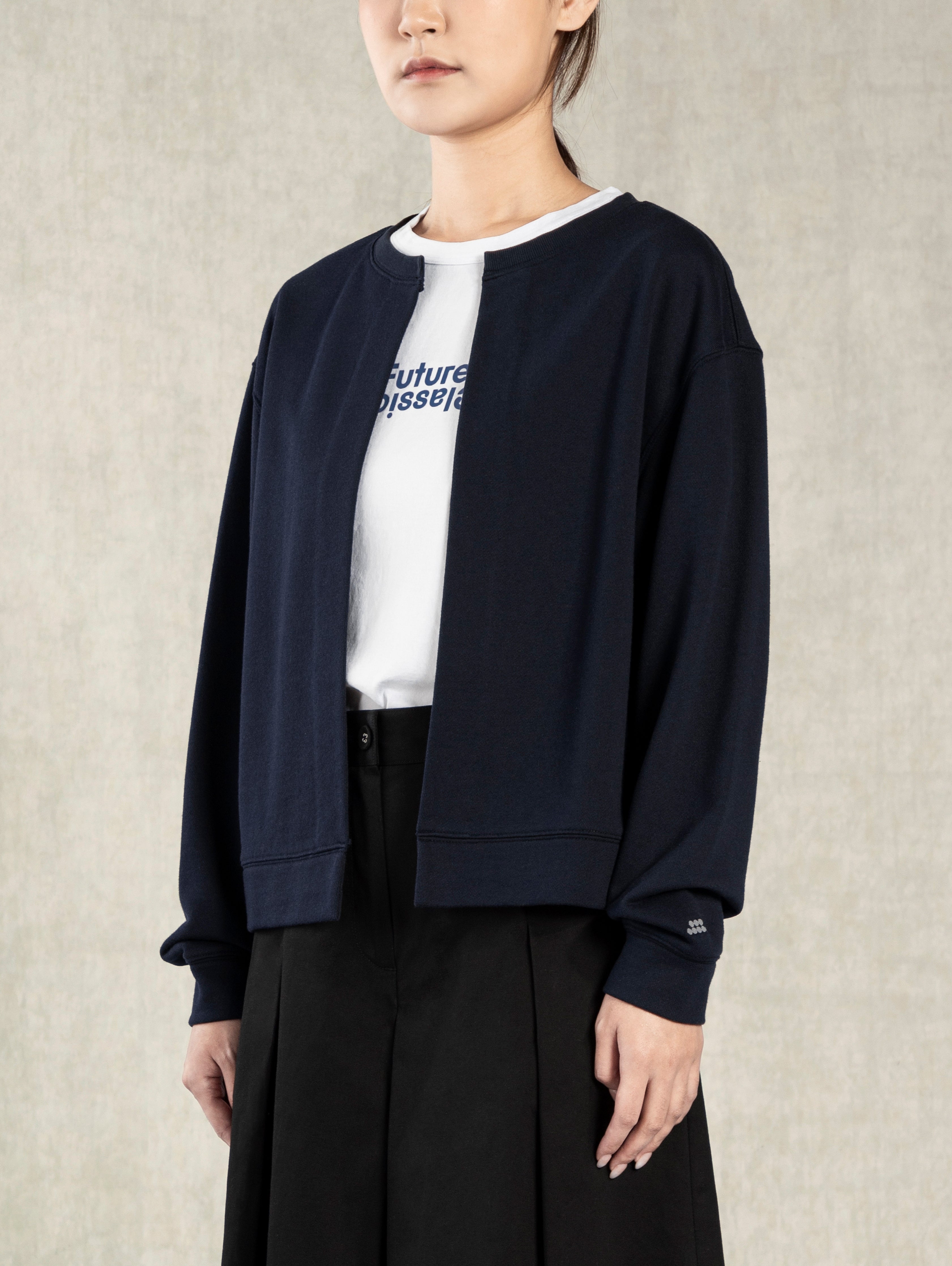 Navy Blazer Split Cardigan Womens Casual Open Cardigan