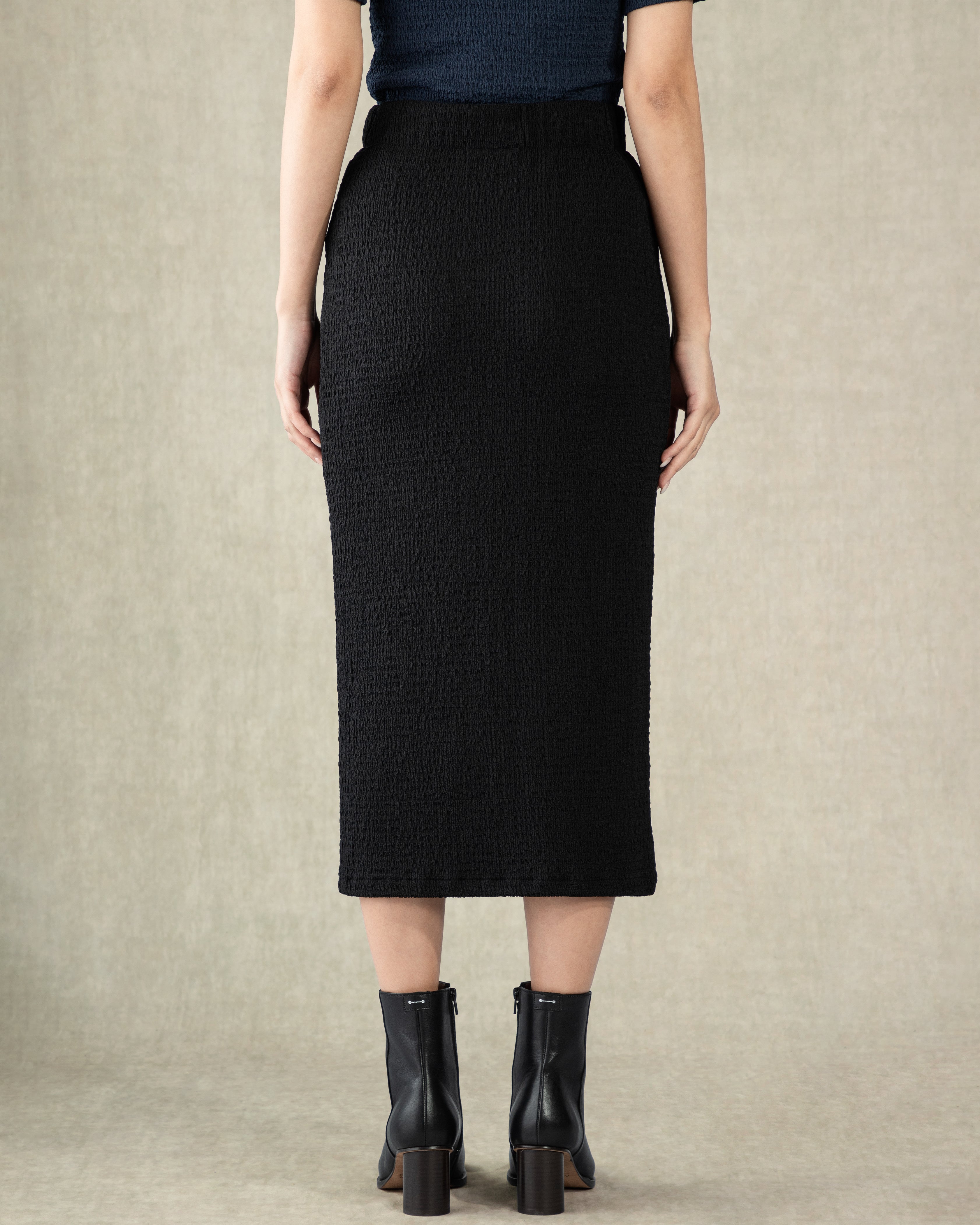 Moonless Night Elastic Waistband Skirt Womens Textured Long Skirt