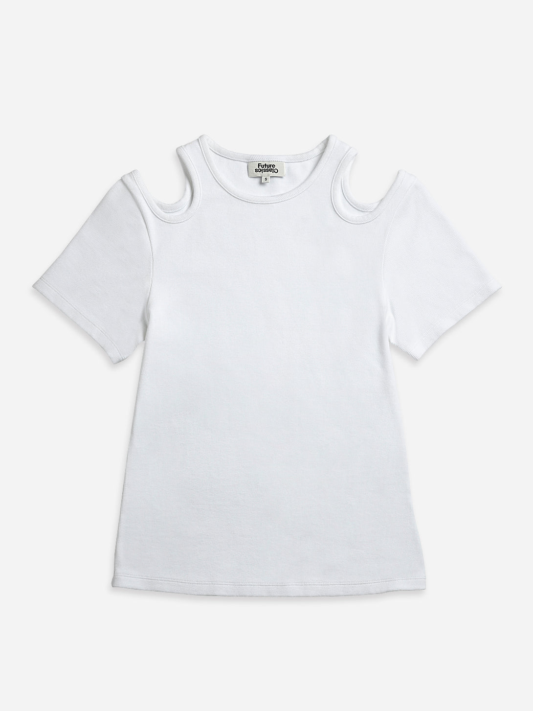 Pure White Shoulder Cut Out Tee Womens Future Classics Summer Short Sleeve