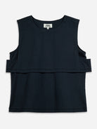 Navy Blazer Double Layer Tank Womens Sleeveless Summer Shirt