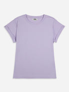 Pastel Lilac Rolled Sleeve Tee Womens Casual Summer Tee