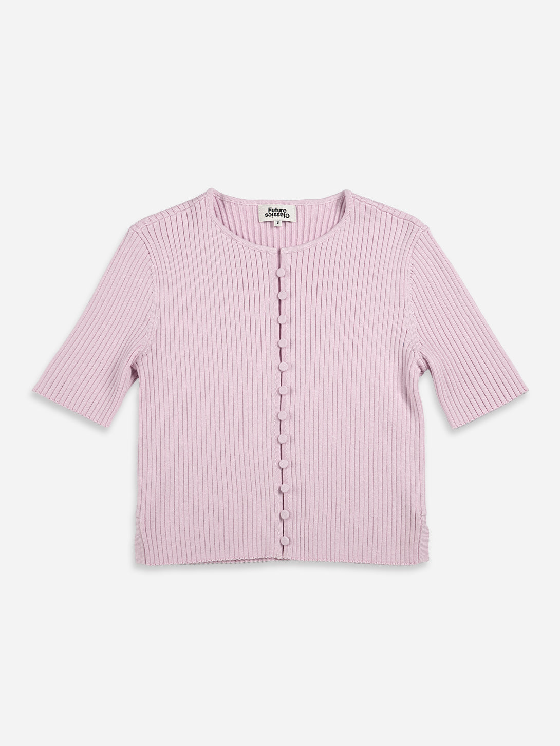 Blushing Pink Button Up SS Sweater 