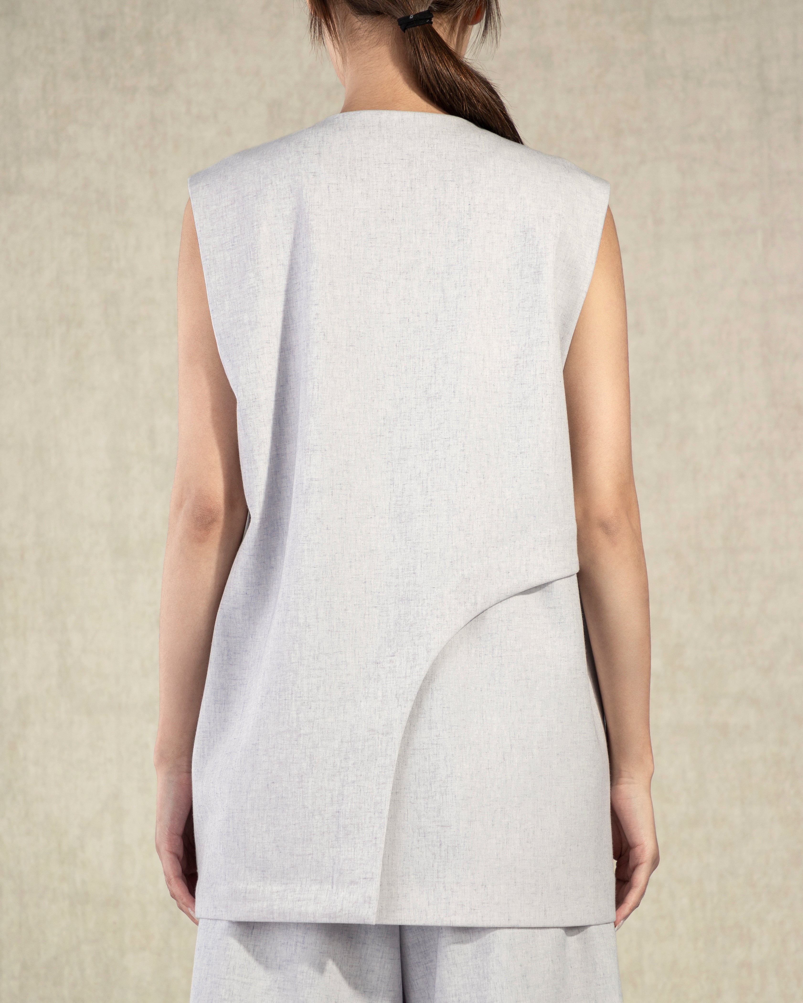 Flint Grey Heather Oversized Asymmetric Vest Womens Future Classics Pleated Vest