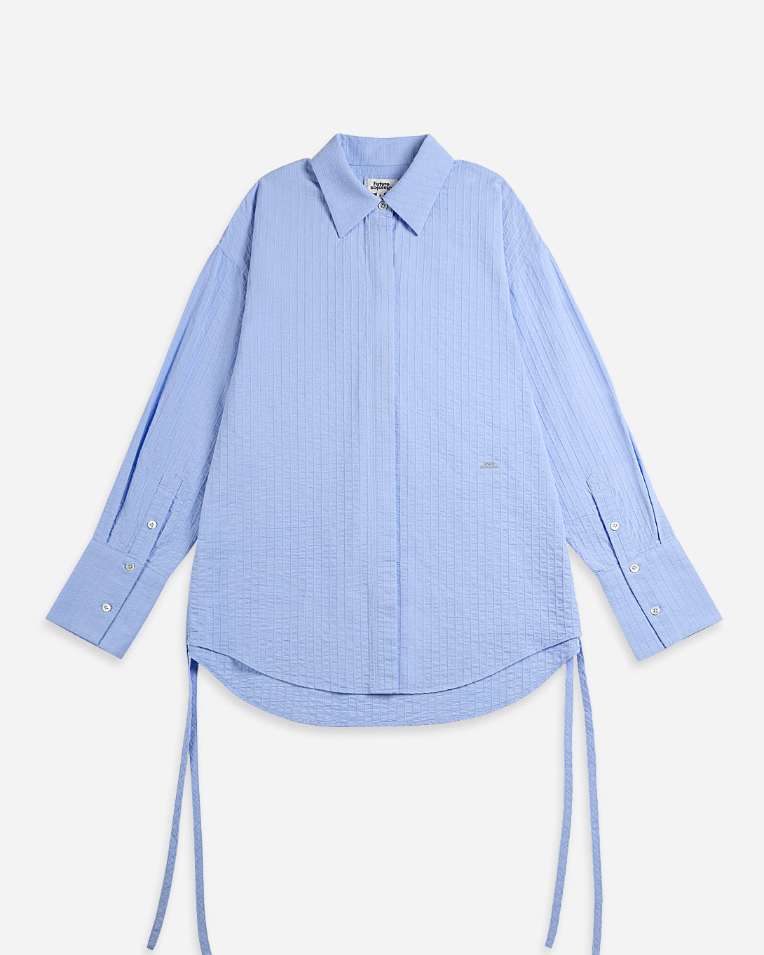 Light Blue Wrap Dobby Shirt Womens Collared Tie Feature Shirt
