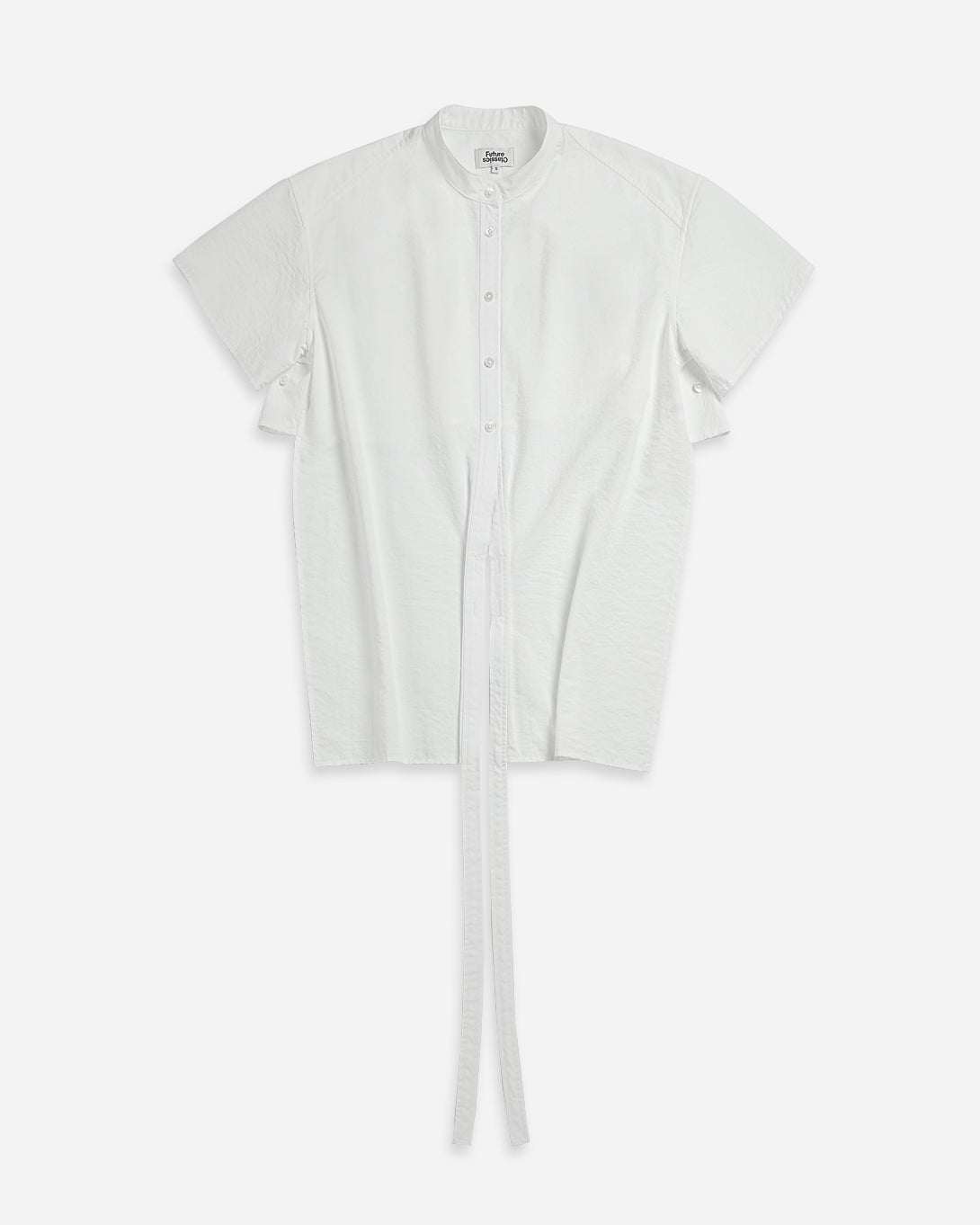 Pure White Hi Low Wrap Shirt Womens Future Classics Band Collar Button Up Short Sleeve