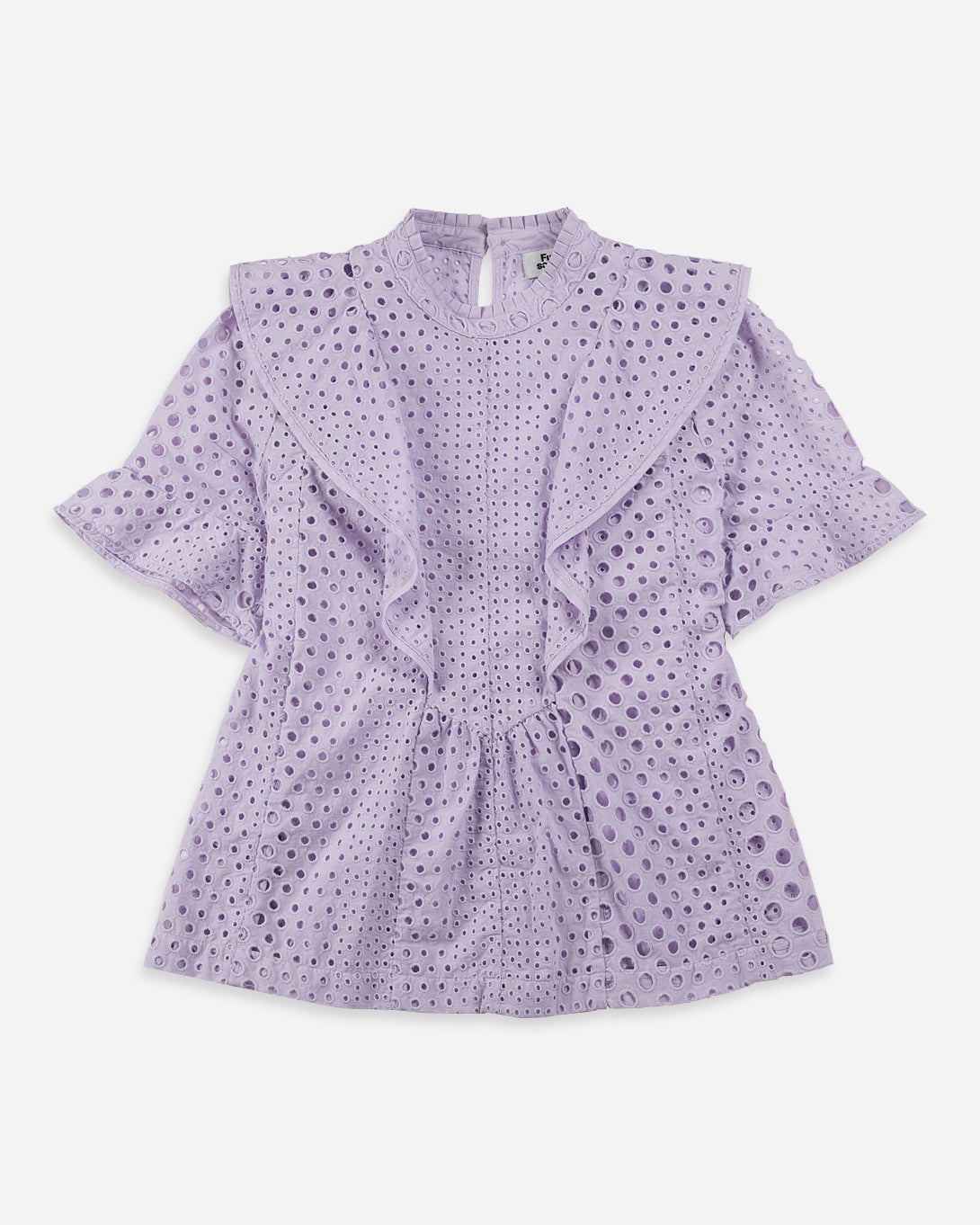 Pastel Lilac Lace Ruffled Eyelet Blouse Womens Future Classics Textured Lightweight Shirt