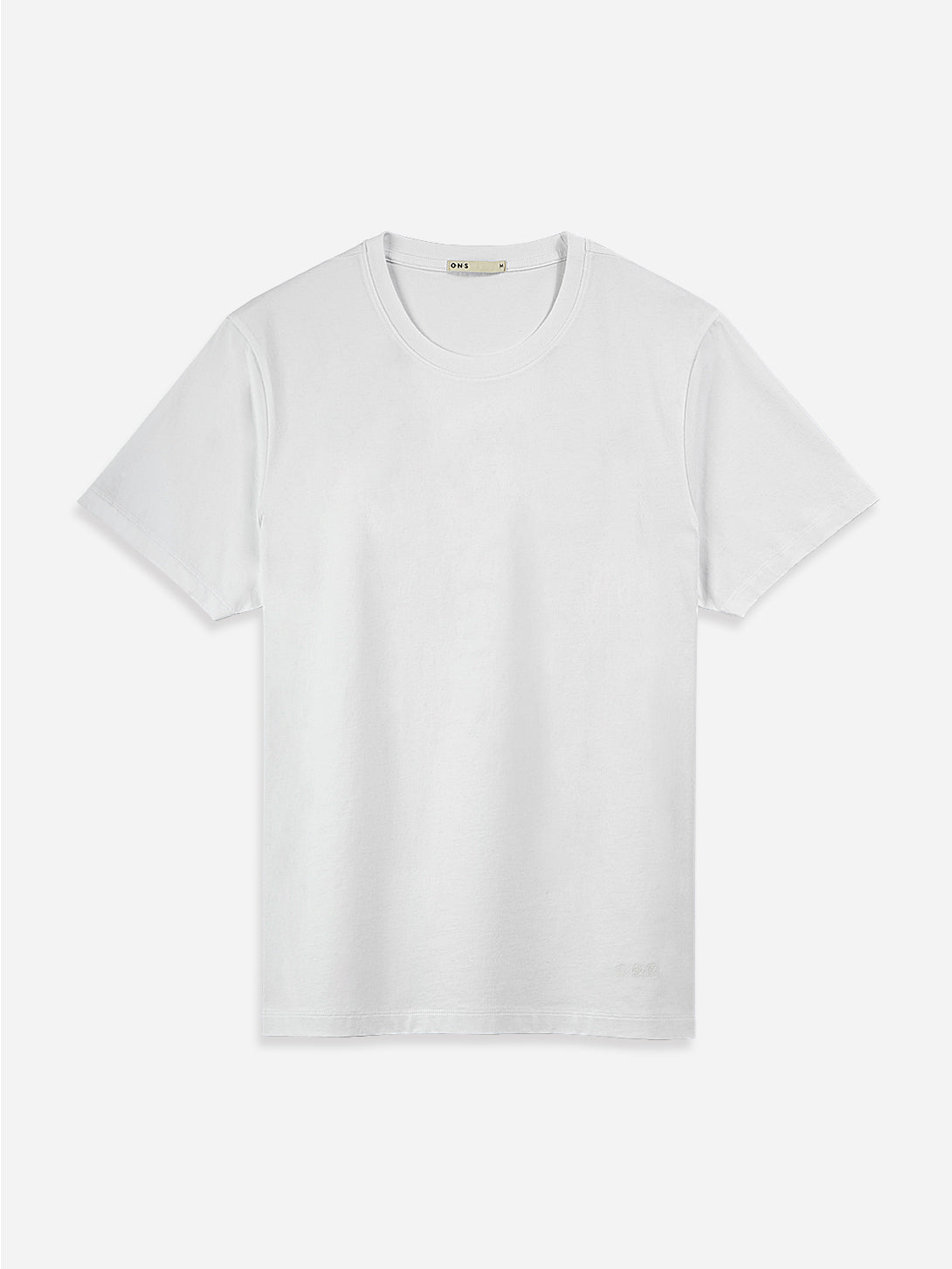 BRIGHT WHITE Village Crew Neck Tee Mens Basic Neutral Logo Short Sleeve Shirts
