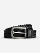 Black Leather Weave Belt ONS Mens Belt Genuine Leather