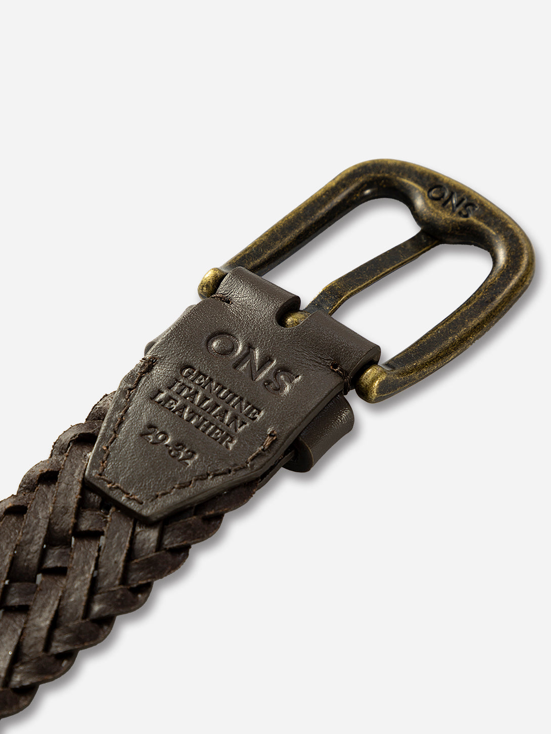 Dk Brown Leather Weave Belt ONS Mens Belt Genuine Leather