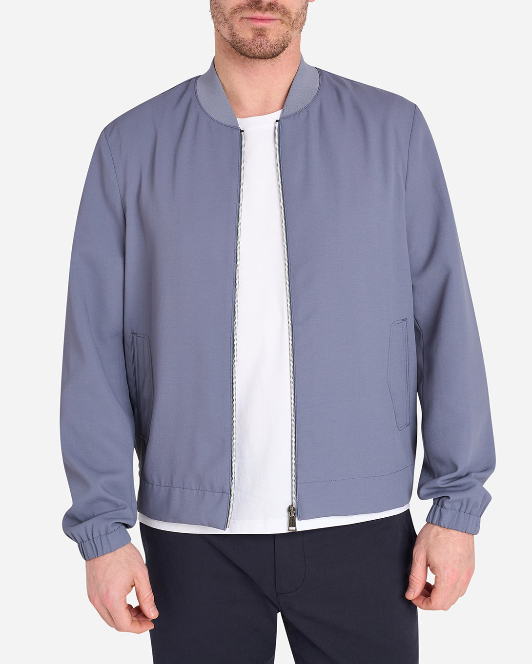 GRAY BLUE Dominic Bomber Twill Jacket Mens Summer Layering Outerwear