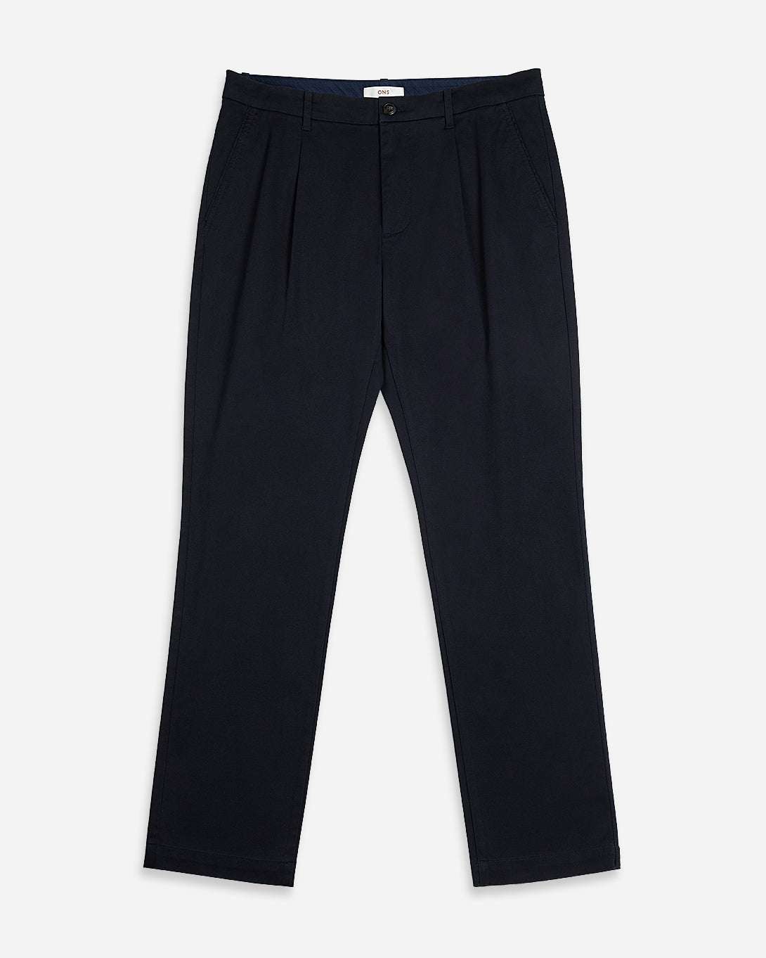 NAVY Niles Stretch Trousers Mens Pleated Relaxed Fit Comfy Stretch