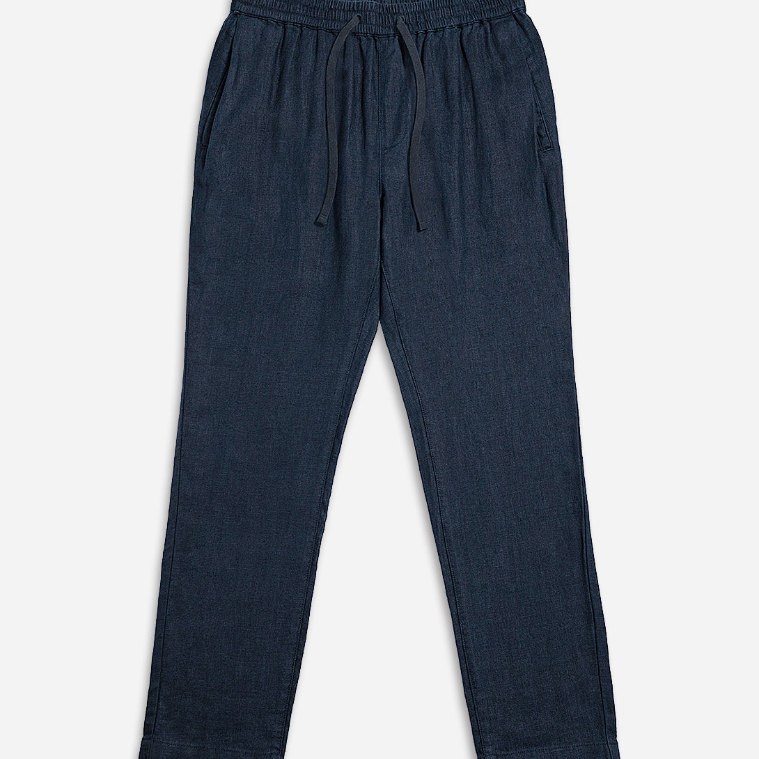 Navy Ward Linen Pants Mens ONS Sumer Linen Drawstring Trouser Pockets 100% Linen