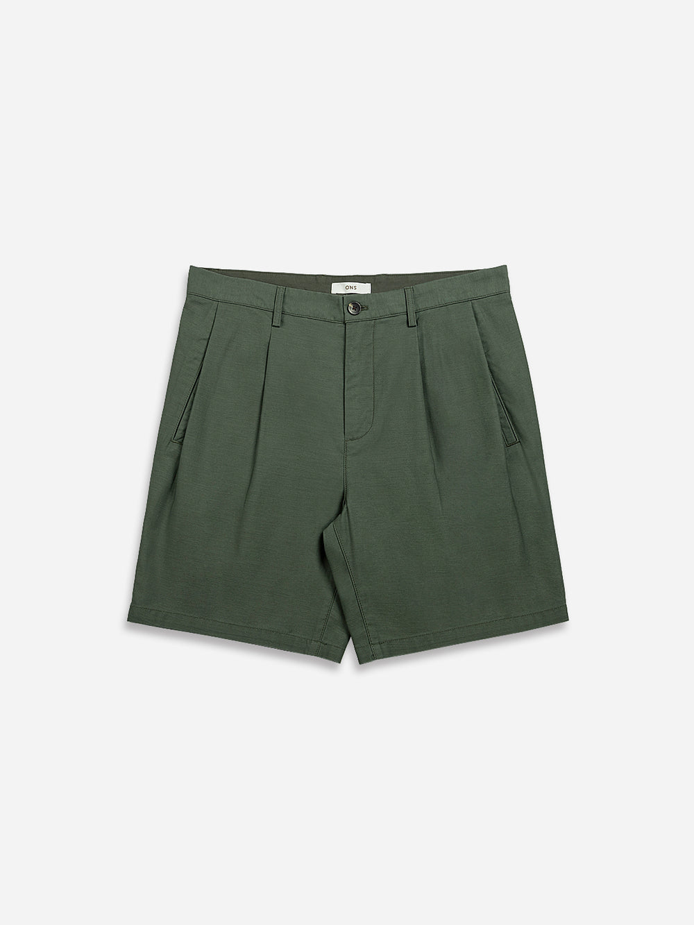 Agave Green Modern Slub Shorts Mens Pleated Lightweight 