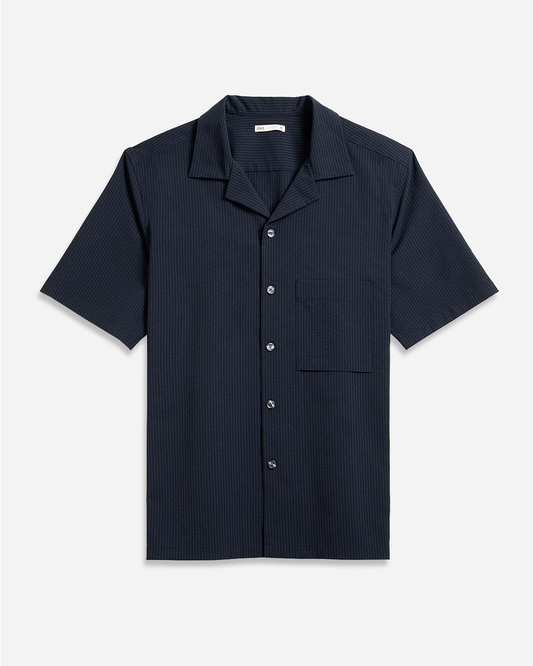 Navy Rockaway Micro Mesh Shirt Mens Textured Camp Collar Shirt