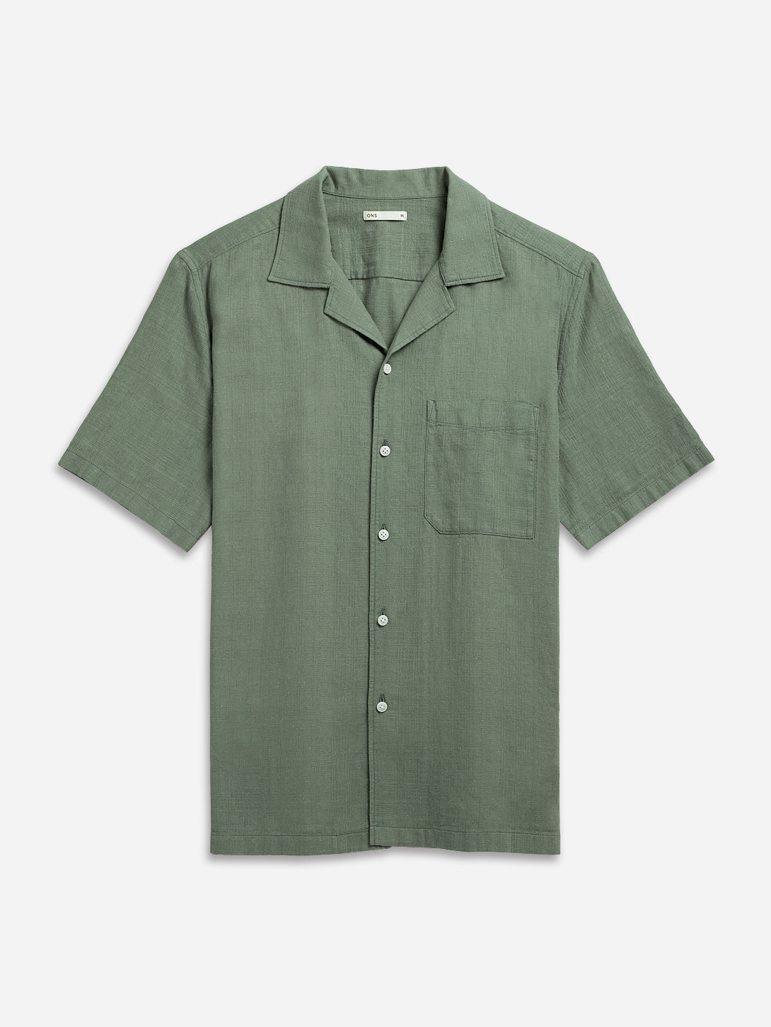 Tea Rockaway Cotton Linen Shirt Mens Camp Collar Pocket Shirt