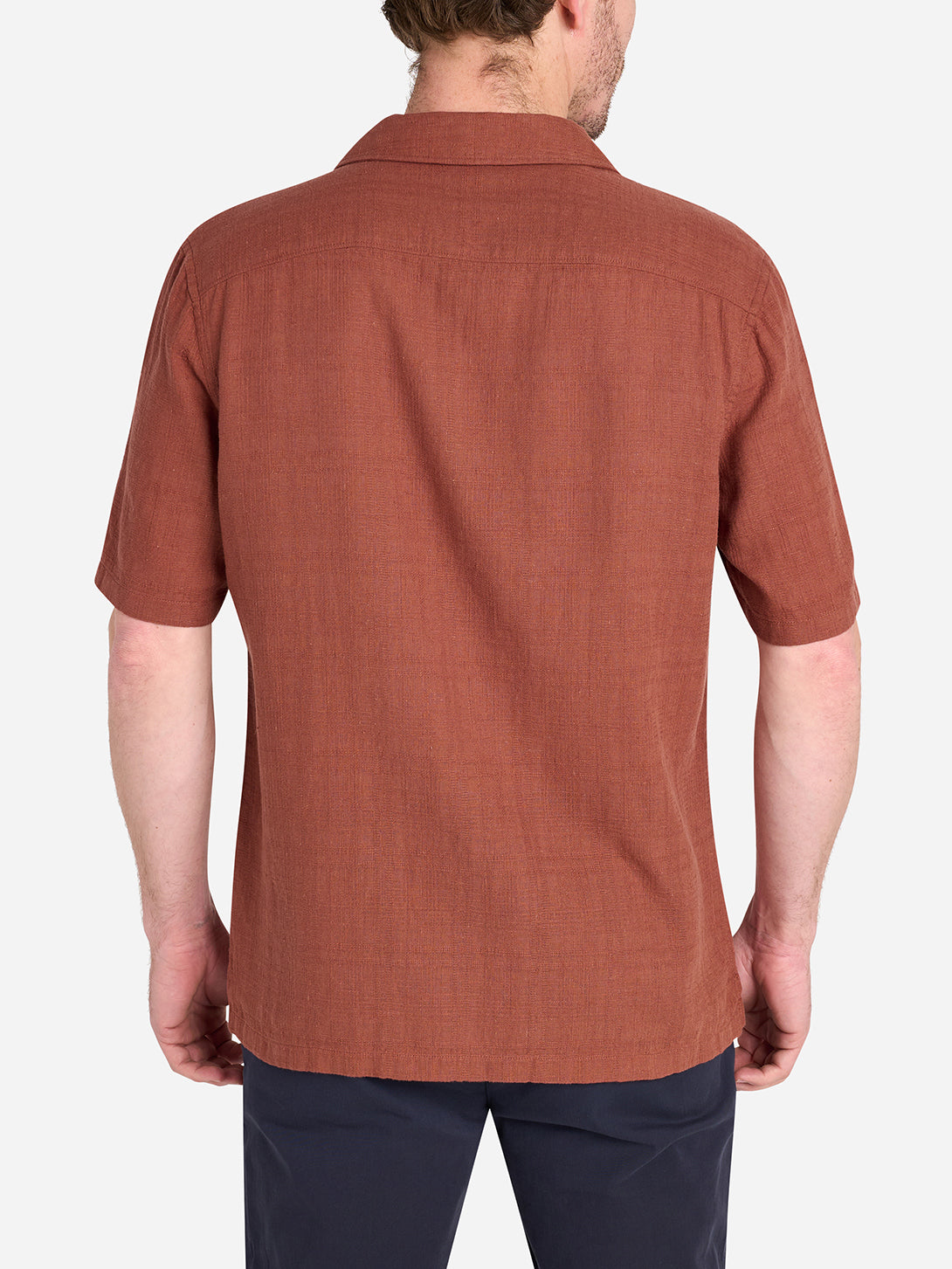 Brick Rockaway Cotton Linen Shirt Mens Camp Collar Pocket Shirt