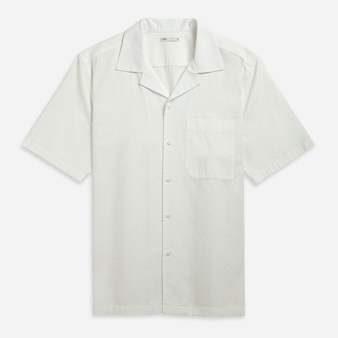 Off White Rockaway Seersucker Shirt Mens Camp Collar Textured Shirt