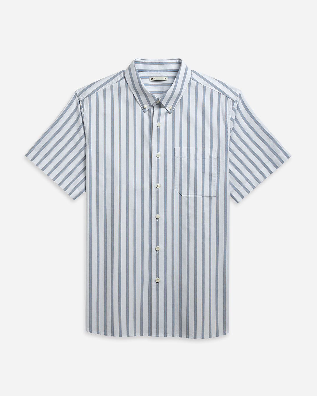 Bright White/Blue Stripe Fulton SS Stripe Oxford Shirt Mens Short Sleeve Button Down 