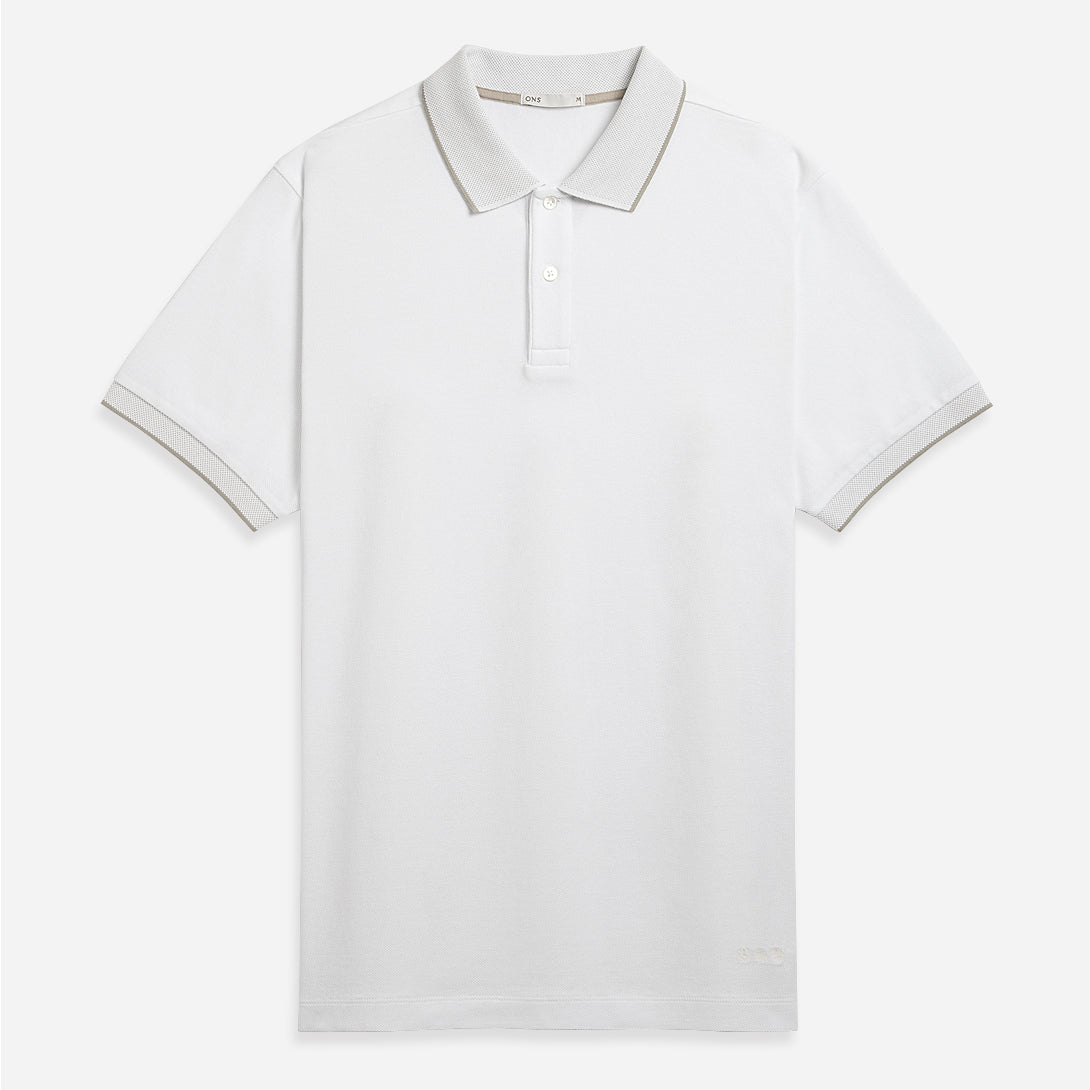 Bright White Bennet Pique Polo Mens Seasonal Shirt Two Toned