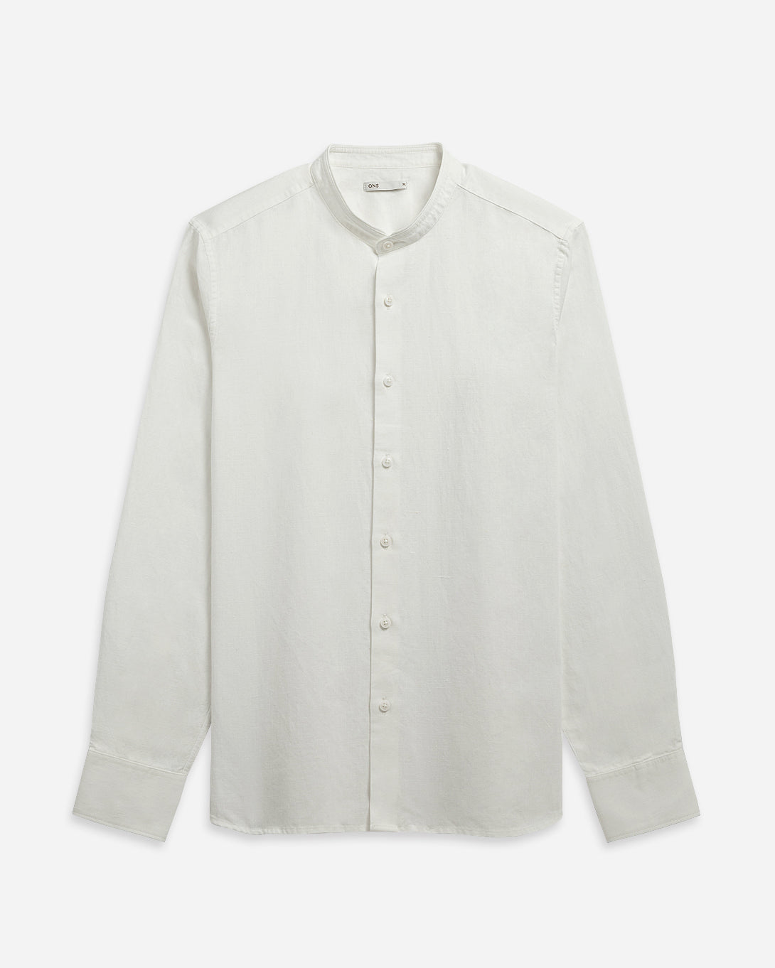 OFF WHITE Aleks Cotton Linen Shirt Mens Button Up Shirt Band Collar