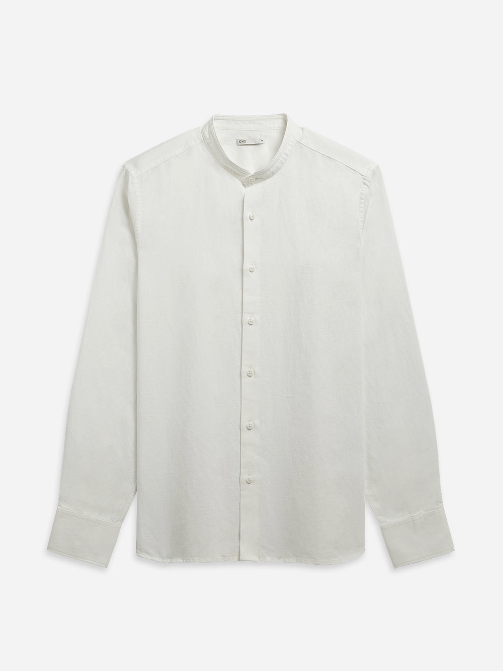 OFF WHITE Aleks Cotton Linen Shirt Mens Button Up Shirt Band Collar