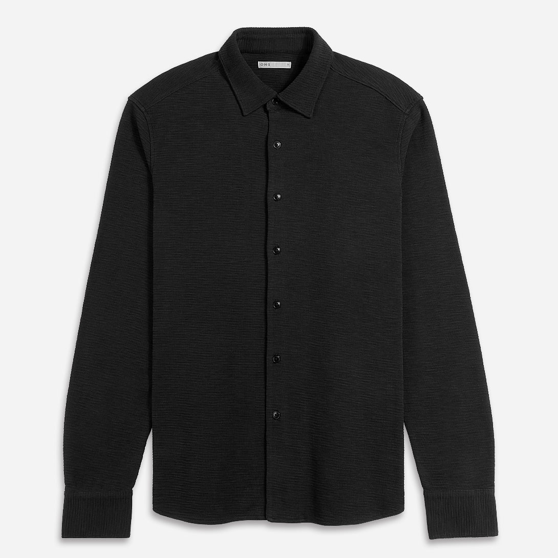 BLACK Darcy Slub Waffle Shirt Mens Textured Button Up