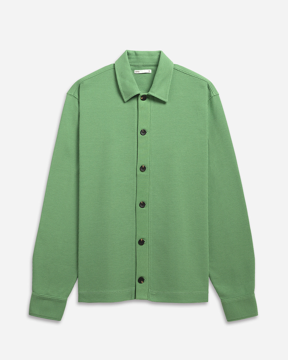BASIL GREEN Beacon Waffle L/S Shirt Mens Textured Button Up Long Sleeve