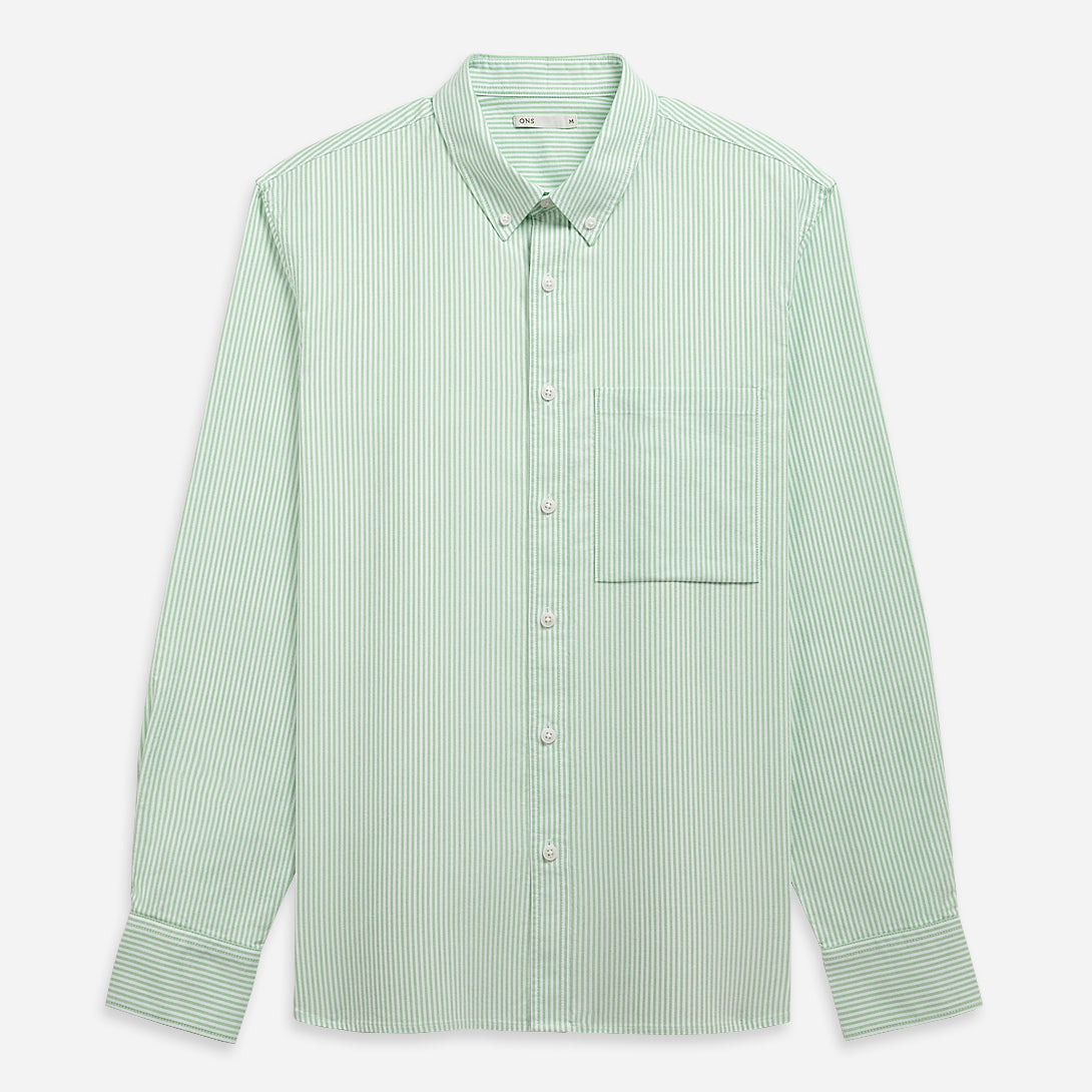 KASHMIR GREEN/WHITE STRIPE Vance Stripe Oxford Shirt Mens Button Down Pocket Shirt