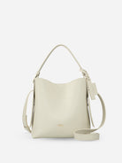 Coconut Milk Medium Petal Bucket Weather Leather Handbag Womens Leather Goods