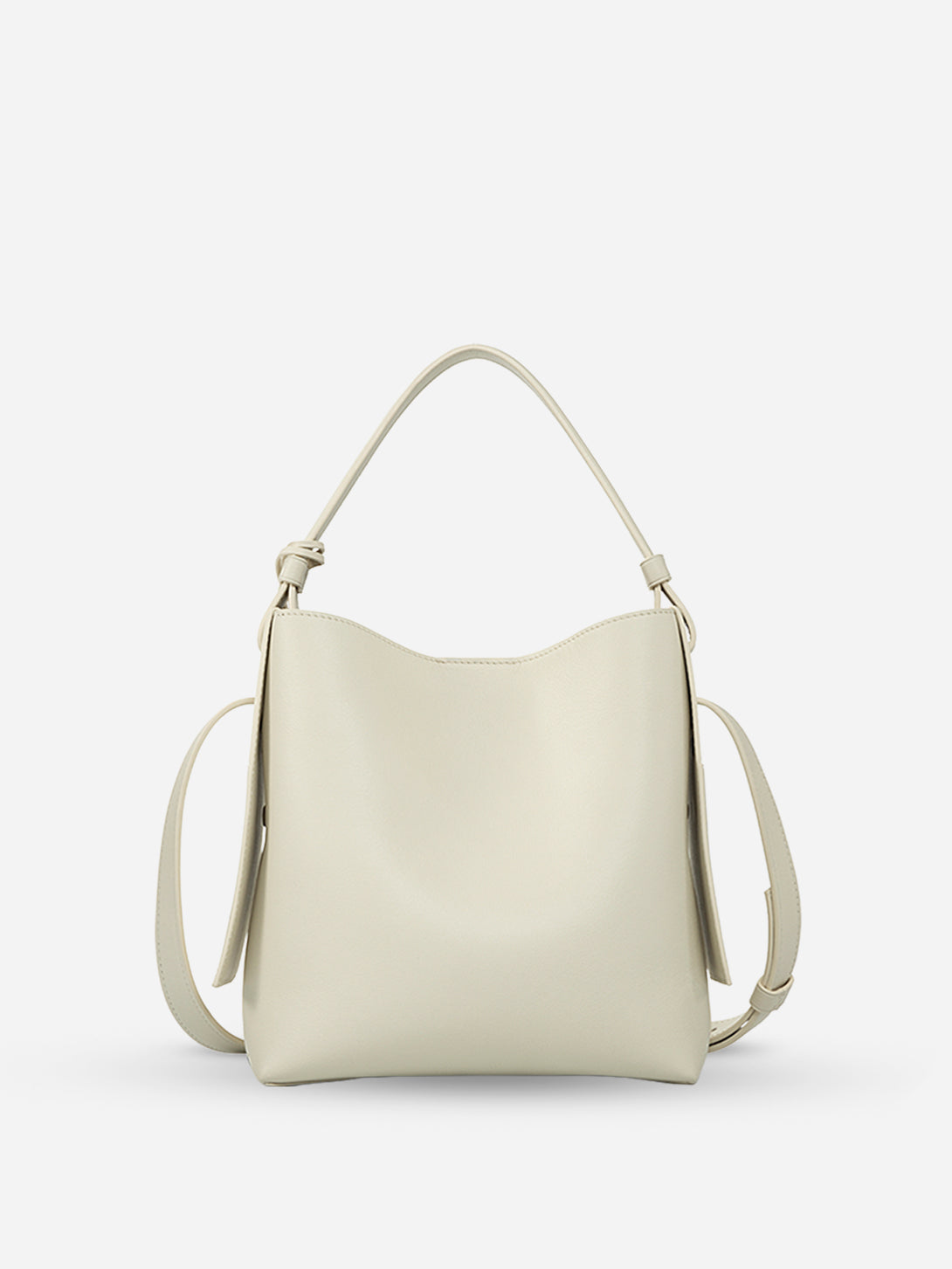 Coconut Milk Medium Petal Bucket Weather Leather Handbag Womens Leather Goods