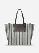 Dark Brown  Canvas Stripes Spread Weekender Womens Stripe Weekend Tote Bag Womens Tote Bag 