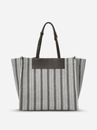 Dark Brown  Canvas Stripes Spread Weekender Womens Stripe Weekend Tote Bag Womens Tote Bag 