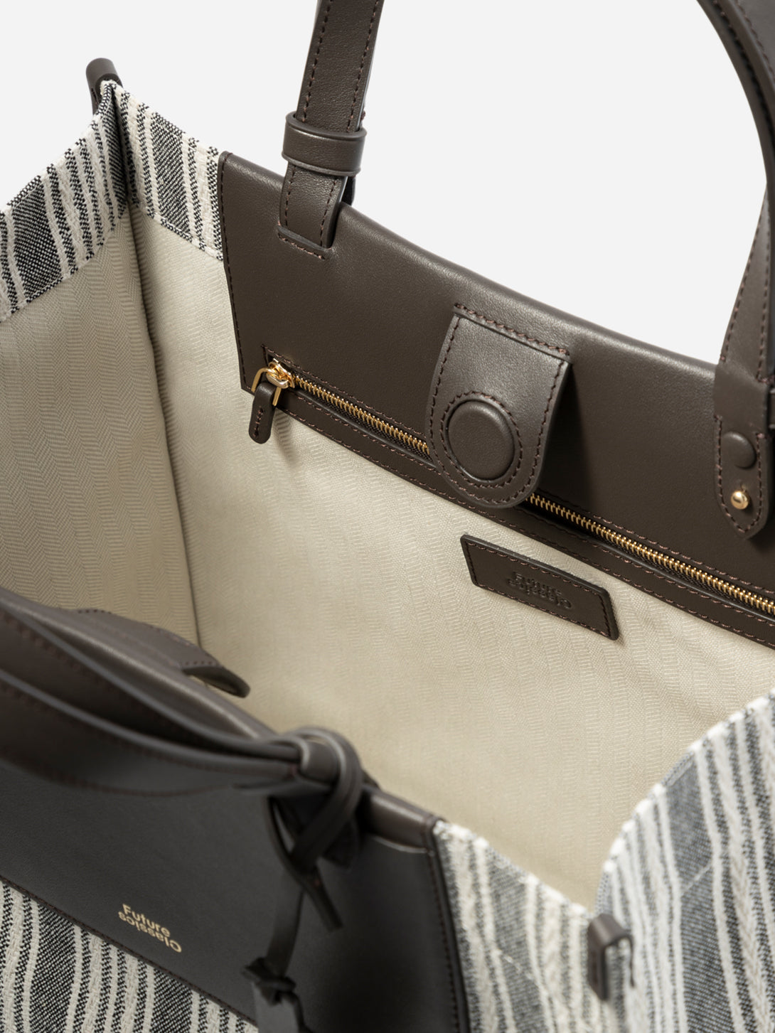 Dark Brown  Canvas Stripes Spread Weekender Womens Stripe Weekend Tote Bag Womens Tote Bag 