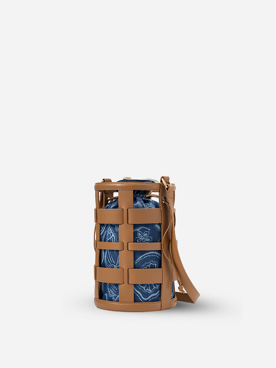 Caramel Medium Cage Bucket Womens Leather Bag 