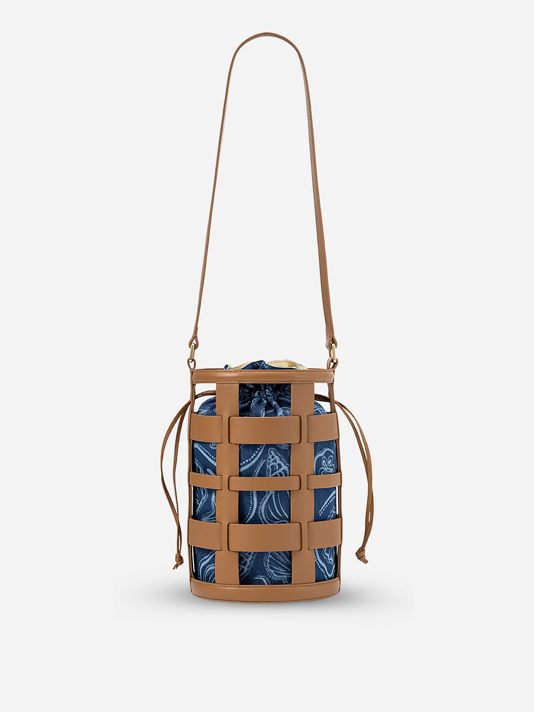 Caramel Medium Cage Bucket Womens Leather Bag 