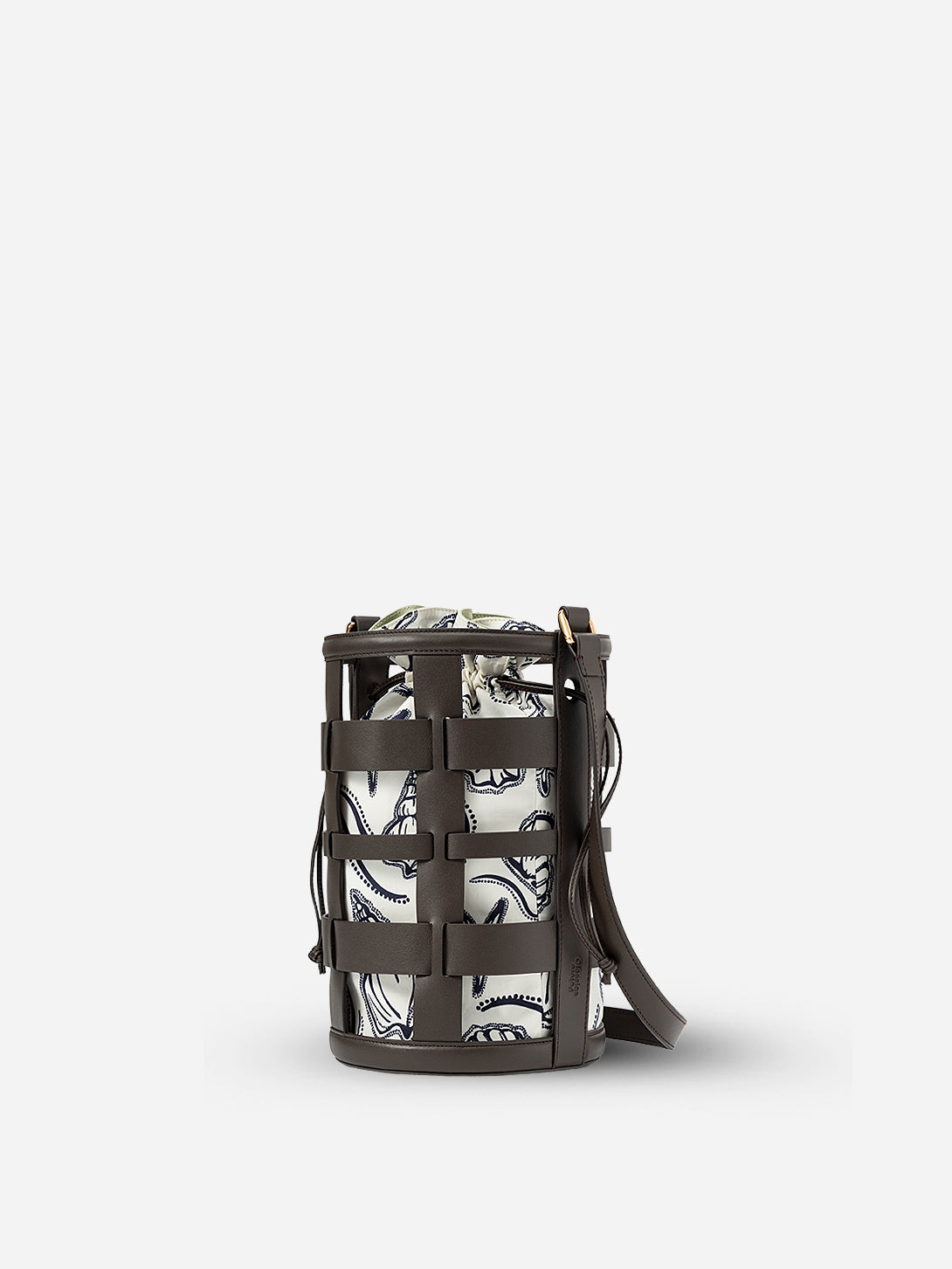 Dk Brown Medium Cage Bucket Womens Leather Bag 