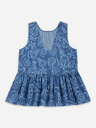 Mid Indigo Seashell Denim Top Womens Sleevelss Top Womens Patterned Summer Top Beach Top 