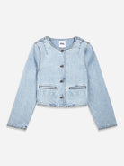 Lt Indigo Bleached Cropped Denim Jacket Womens Cropped Bleached Jacket Womens Denim Jacket 